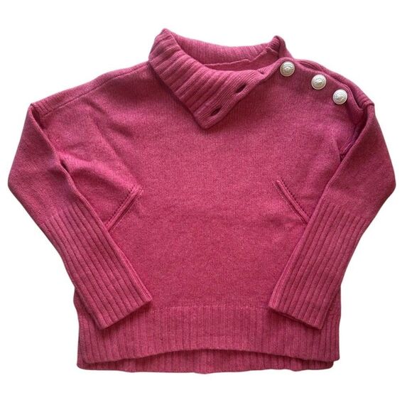 Zadig & Voltaire Alma Cashmere Turtleneck Knit Sweater Pink Buttons Thumbholes - Picture 13 of 13